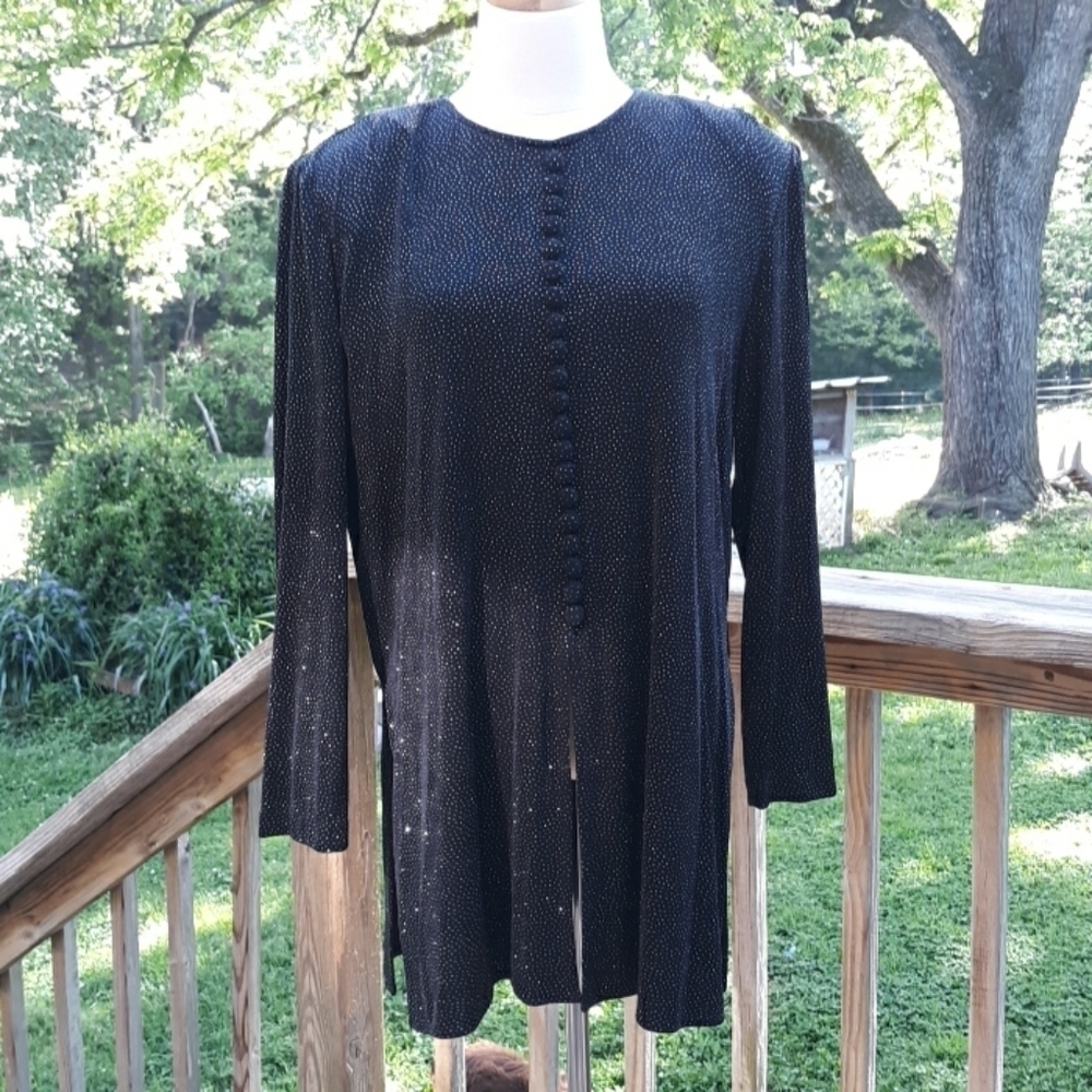 Vintage rhinestone black tunic shirt 14